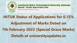 JNTUK Status of Applications for 015 Adjustment of Marks Dated on 7th February 2022 [upl. by Tamarra931]