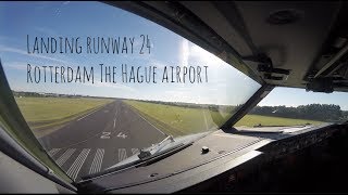 Approach and landing runway 24 Rotterdam The Hague airport RTM EHRD [upl. by Alroy]