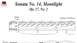 Sonata No 14 Moonlight Op 27 No 2  Ludwig van Beethoven Piano Sheet Music Piano Tutorial [upl. by Murray]