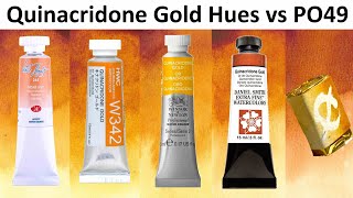 Quinacridone Gold Watercolor Comparison  White Nights Holbein Daniel Smith Winsor amp Newton etc [upl. by Nahsor]