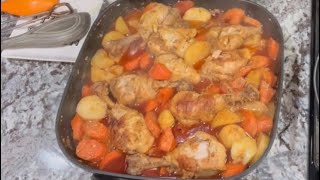 Te comparto este delicioso pollo marinado en 🍗mayonesa y mostaza y papas zanahorias riquísimo [upl. by Laban]