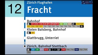 VBG Ansagen » 12 Zürich Flughafen Fracht — Zürich Bahnhof Stettbach  SLBahnen [upl. by Fowler]