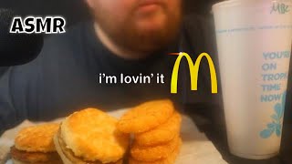 ASMR MCDONALDS 2 SAUSAGE BISCUIT WITH HASH BROWNS SO SATISFYING ASMR MUKBANG [upl. by Notfa]