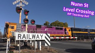 Trains at the Midland HighwayNunn Street Benalla Level Crossing new EBell [upl. by Noscire]