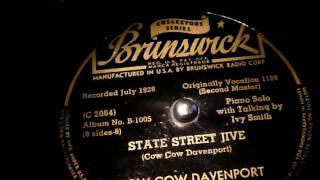 Cow Cow Davenport  State Street Jive  78rpm record  Blues piano from 1928 featuring Ivy Smith [upl. by Erdda]