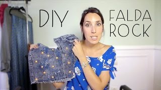 DIY Falda Vaquera con rotos y tachuelas  DIY Ripped Jeans with Studs [upl. by Latona]