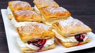 They will disappear in a minutePerfect dessert of puff pastry and pastry creamReady in 20 minutes [upl. by Ailiec]