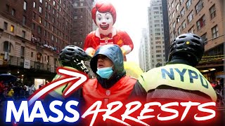 MASS ARRESTS Protesters DISRUPT Macys Thanksgiving Day Parade [upl. by Beedon]