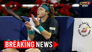 Andrey Rublevs Disqualification at ATP Dubai Masters 2024 A Shocking Turn of Events [upl. by Ahtanoj]