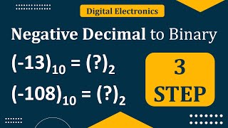 Negative Decimal to Binary conversion  Digital Electronics  Number System [upl. by Enelrae]