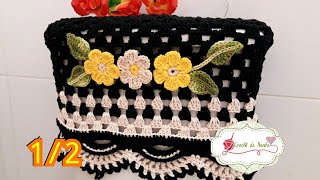 Jogo de Banheiro 🌻FLORAL🌻 em crochê capa da caixa acoplada 12 [upl. by Pax]