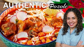 AUTHENTIC POZOLE rojo  DELICIOUS Red pork pozole  Villa Cocina [upl. by Arracahs50]