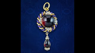 Antique Victorian Garnet Diamond Enamel Pendant 18ct Gold With Locket [upl. by Adne]