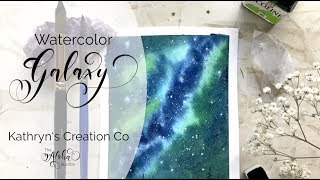 Watercolor galaxy and trees tutorial by Kathryns Creation Co The Aloha Studios [upl. by Nosloc]