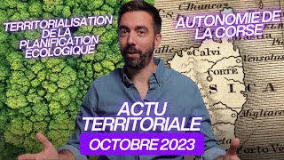 ACTU TERRITORIALE OCTOBRE 2023  planification écologique autonomie de la Corse [upl. by Buehler267]