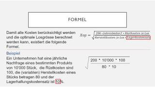 Optimale Losgrösse [upl. by Jamie]