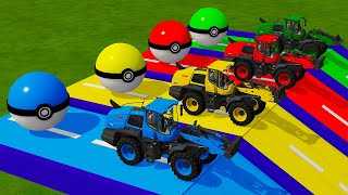 LOAD amp TRANSPORT COLORED POKEBALLS WITH JCB WHEEL LOADERS  Farming Simulator 22 [upl. by Jehoash]