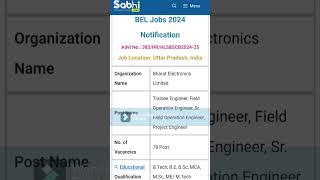 BEL Jobs Notification 2024 Apply Online for 78 Trainee Engineer Field Operation Engineer [upl. by Yesnik]