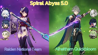 Raiden National Team amp Alhaitham QuickBloom  Spiral Abyss 50  Floor 12  Genshin Impact [upl. by Fuld]