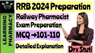 MCQ 101110  RRB 2024  Railway Pharmacist Exam Preparation  Previous Years Questions [upl. by Elconin]