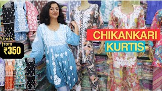 Best Trendy Chikankari Kurtis  Crawford Market Lucknowi Kurtis Cord Set Pants Set  Mumbai [upl. by Kerstin439]