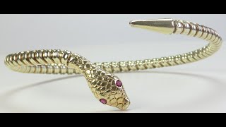 Antique 1920s Ruby Snake Bracelet 13KY Gold 8quot ID 114 Grams Art Deco wwwantiquejewelrycocom [upl. by Adila]