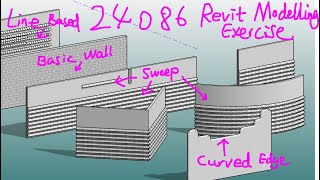 24086  Revit Modelling Exercise  Wall sweeps Line Based Family and Curved Wall Edges [upl. by Janella]