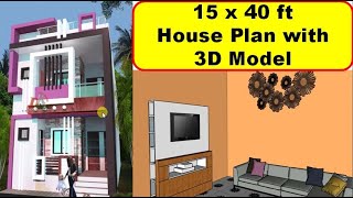 15 x 40 ft House Plan  720 sq ft House Plan  15 x 40 ft Ghar ka Naksha  House Plan 3D [upl. by Ariaec75]