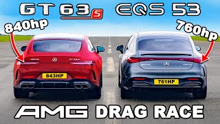 840hp AMG GT v 760hp AMG EQS DRAG RACE [upl. by Jacinda853]