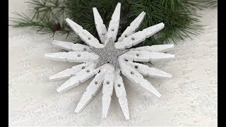 FAI DA TE Fiocco Di Neve Con Le Mollette  DIY Christmas Star Snowflake Ornament [upl. by Eerb]