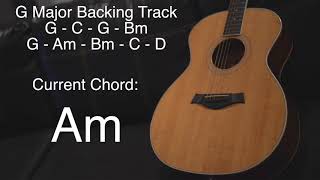 G Major Guitar Backing Track Shows Current Chord on Screen [upl. by Bywaters]