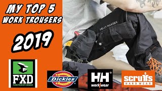 My Top 5 Work Trousers Reviewed in 2019 Includes FXD Dickies Helly Hansen and Scuffs Work Trousers [upl. by Martita]