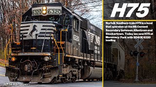 Norfolk Southern H75 SD40E 6320 w Fouled P5 leads H75 through Monocacy Park 1282021 [upl. by Pelpel]