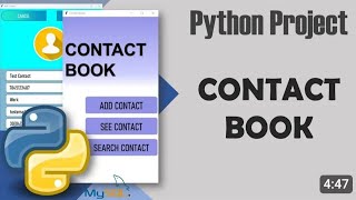 Contact Book Application Project Based on Python pythonproject miniprojectsoftwareengineer [upl. by Zach]