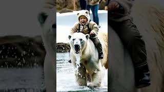 Polar bear galloping with a child on his back [upl. by Means920]