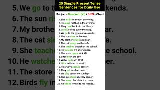 Simple Present tense  20 Simple Present Tense Sentences for Daily Useenglish tenses shorts [upl. by Geiger]