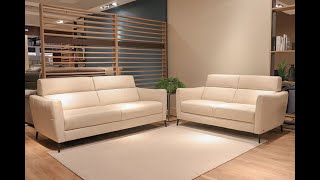 Natuzzi Editions – C200 GREG Cream Leather Sofa Set  1933 Furniture Company [upl. by Jochbed778]