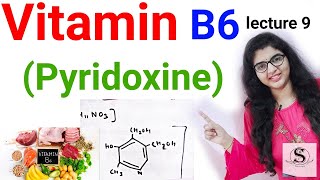 Vitamin B6  Pyridoxine biochemistry in hindi vitamin B6 functions vitamin B6 deficiency amp source [upl. by Eceinhoj]