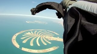 Epic Wingsuit Skydive  Dubai [upl. by Ellatnahc]