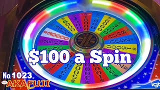 100 Slot Huge Win💖 WHEEL OF FORTUNE DOUBLE DIAMOND JACKPOT HANDPAY RED WHITE BLUE Casino 赤富士スロット [upl. by Tillford884]