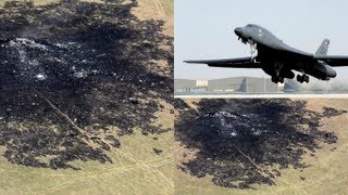 B1 in action Bomber crashes and burns four passengers eject to safety [upl. by Luamaj]