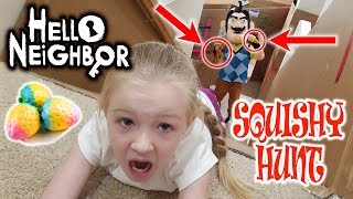 Squishy Scavenger Hunt vs Hello Neighbor in Real Life Stair Slide Race [upl. by Atina]