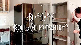 DIY Roll Out Pantry  Copper Pipe Pulls amp Plywood  Easy Pull Out Pantry  Elegant Upgrades [upl. by Hauger]