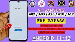 Samsung A20A02A03A10A12 FRP Bypass New Method 2024  1 Click Google Account Bypass Android 1112 [upl. by Hogan]