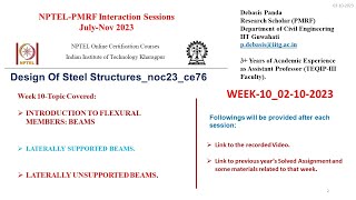 NPTELPMRFWEEK10 DESIGN OF STEEL STRUCTURES  LATERALLY SUPPORTED amp UNSUPPORTED BEAMS [upl. by Leryt]