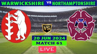 Warwickshire vs Worcestershire  WAR vs WOR  Match 65 of Vitality Blast 2024 Live [upl. by Ahkos]