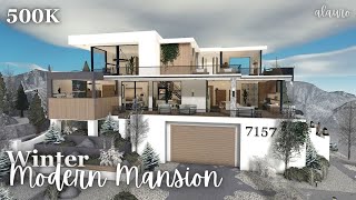 Winter Modern Mansion 500K  Bloxburg Speed Build [upl. by Margreta]