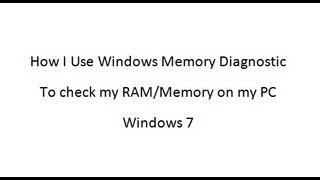 Check RAMMemory on my Windows 7 PC through Advanced Boot Options  Windows Memory Diagnostic Tool [upl. by Vorfeld705]