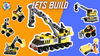 Lego Construction Team Construction Set MINI VEHICLES Tutorial SATISFYING Mini Blocks [upl. by Colline]