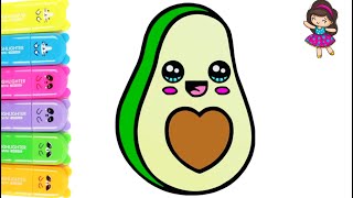 How to Draw a Cute Avocado EasyDrawing Avocado Step by Step for Children easydrawingwithpencil [upl. by Drageruaeb]